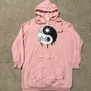 Oversized pink yin yang hoodie